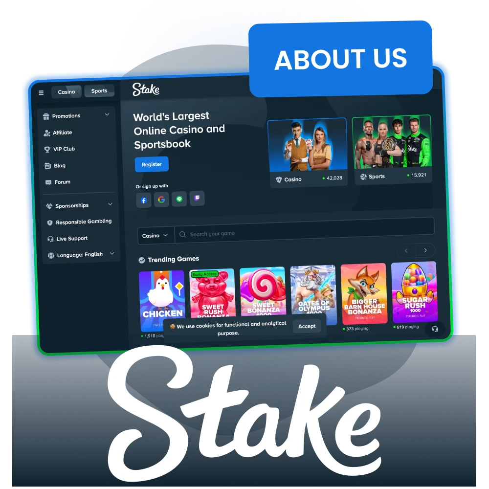 Stake offers sports betting, casino games, and exclusive rewards.