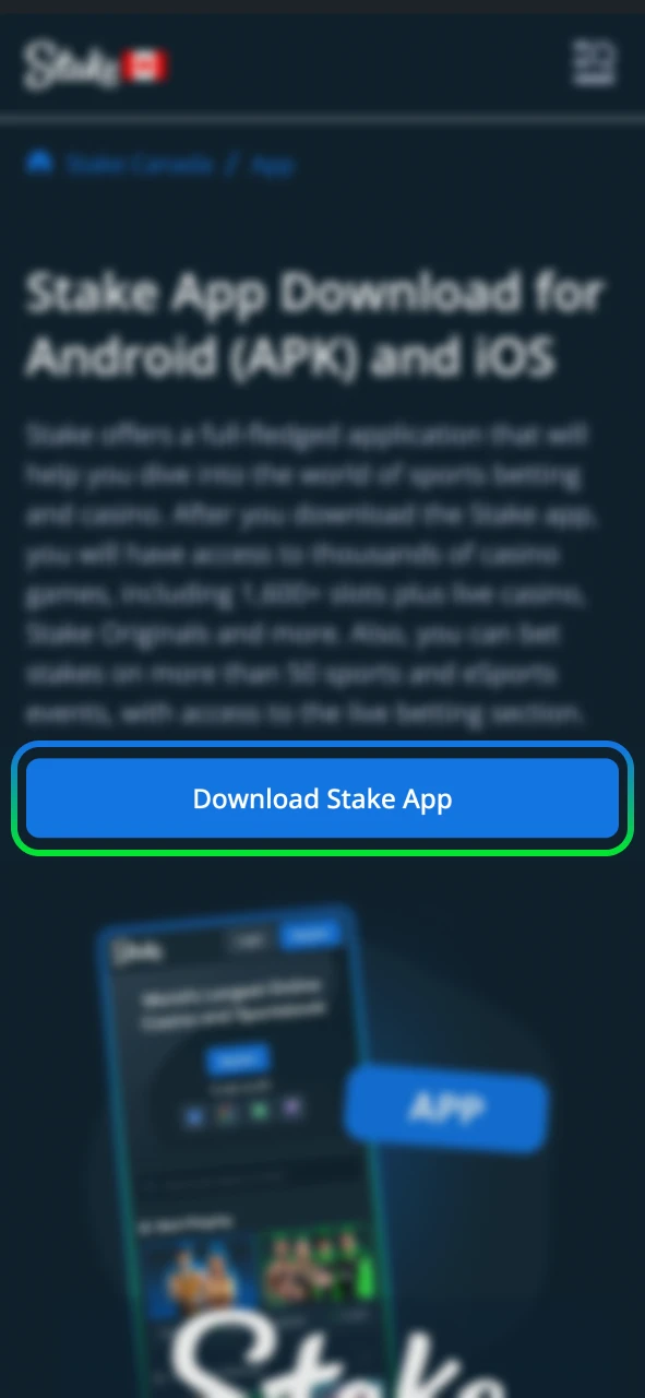 Start the Stake Progressive Web App by clicking the button.