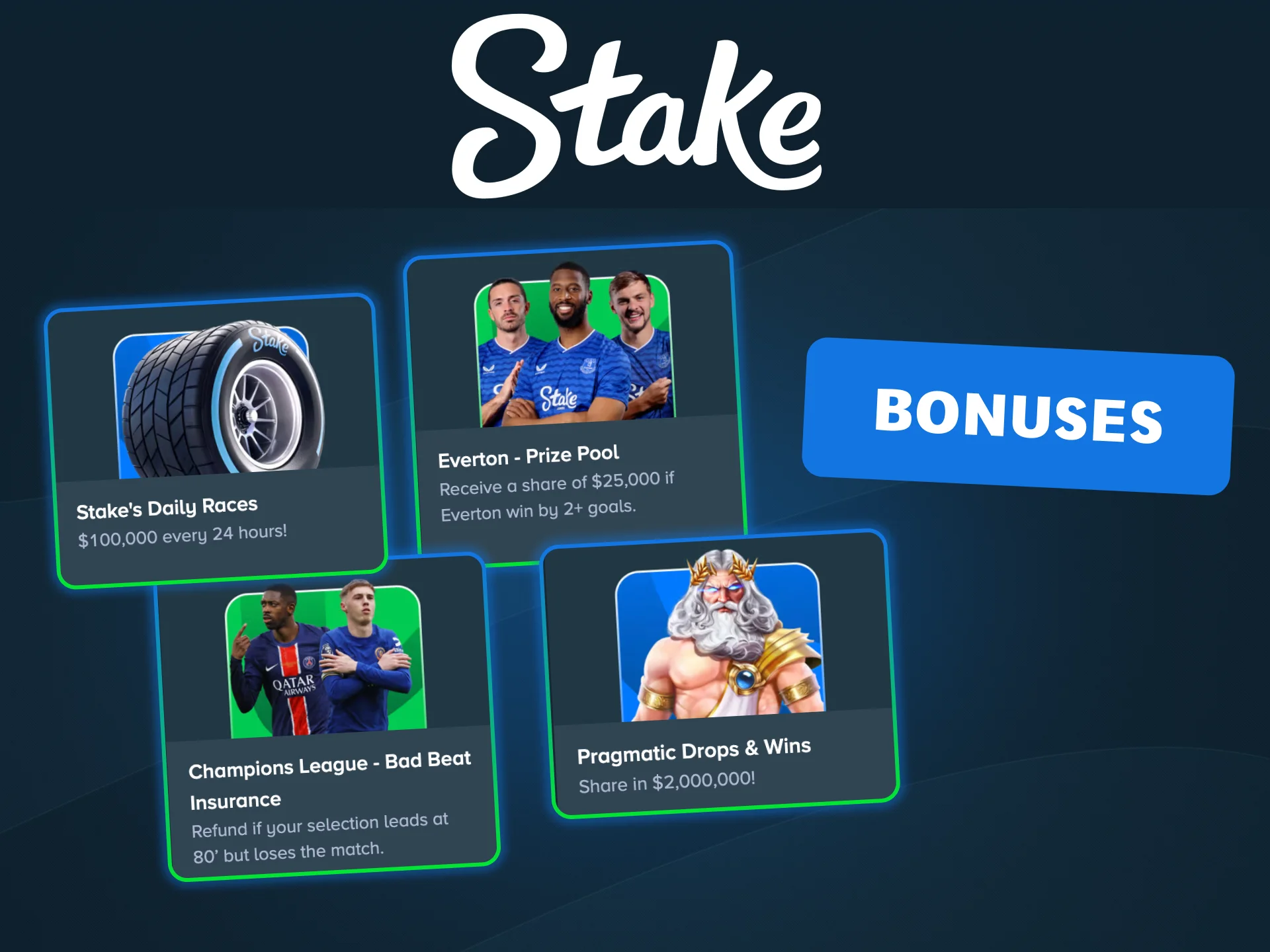 Claim Stake welcome and seasonal bonuses directly through the mobile application.