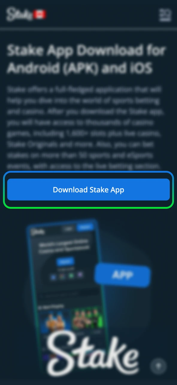 Click the Stake download button to access the App Store safely.
