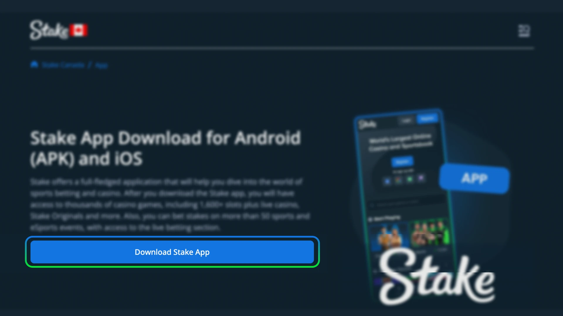 Download the Stake app quickly from the header or below.