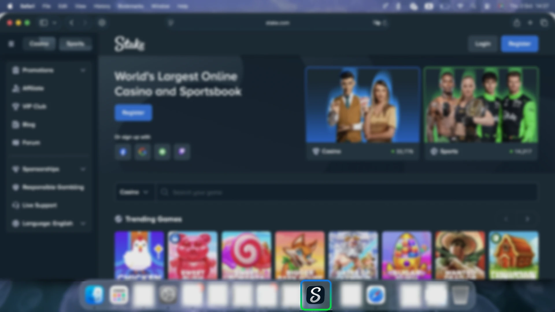 Launch the Stake app and sign in to start playing.