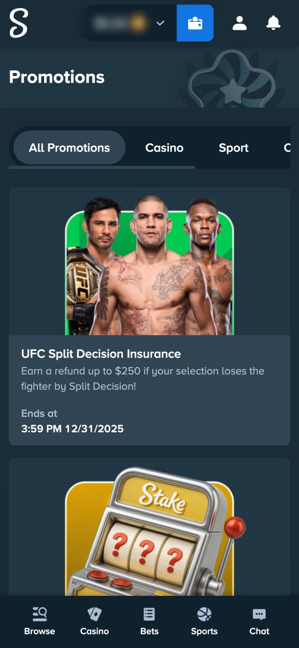 Open the Stake Promotions Hub to view current offers.