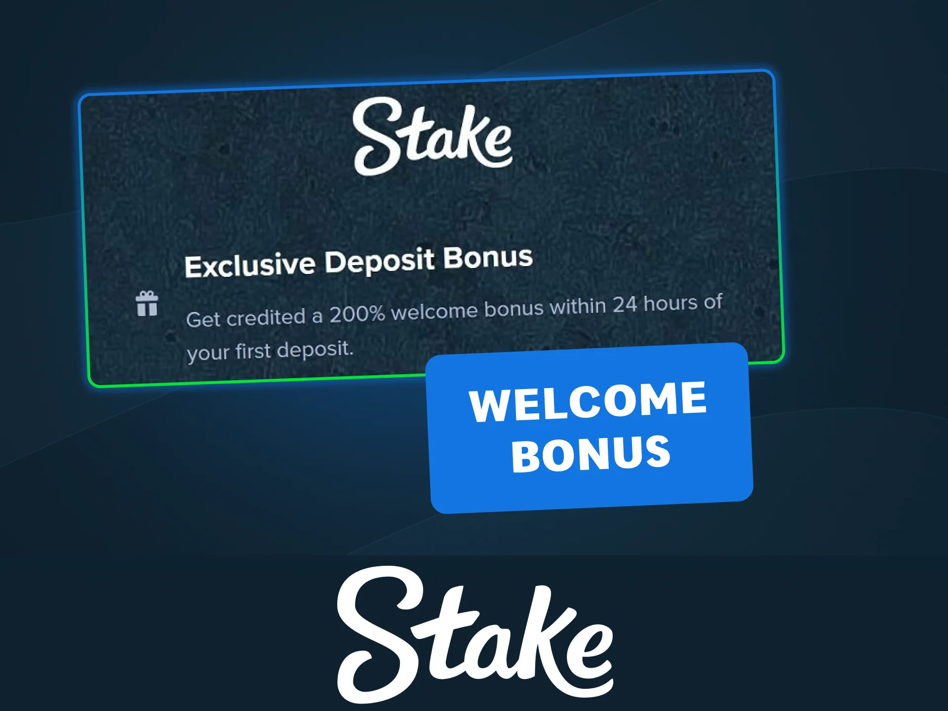 Enjoy the Stake welcome bonus while playing casino and sports bets.