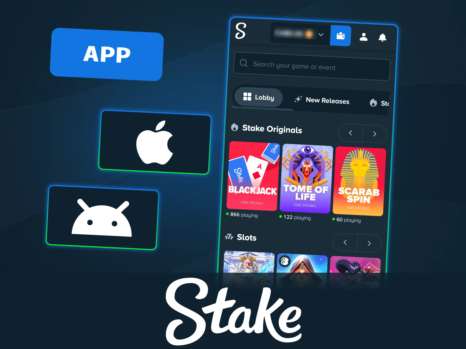 Enjoy slots, live tables, and Stake Originals with the official casino app.