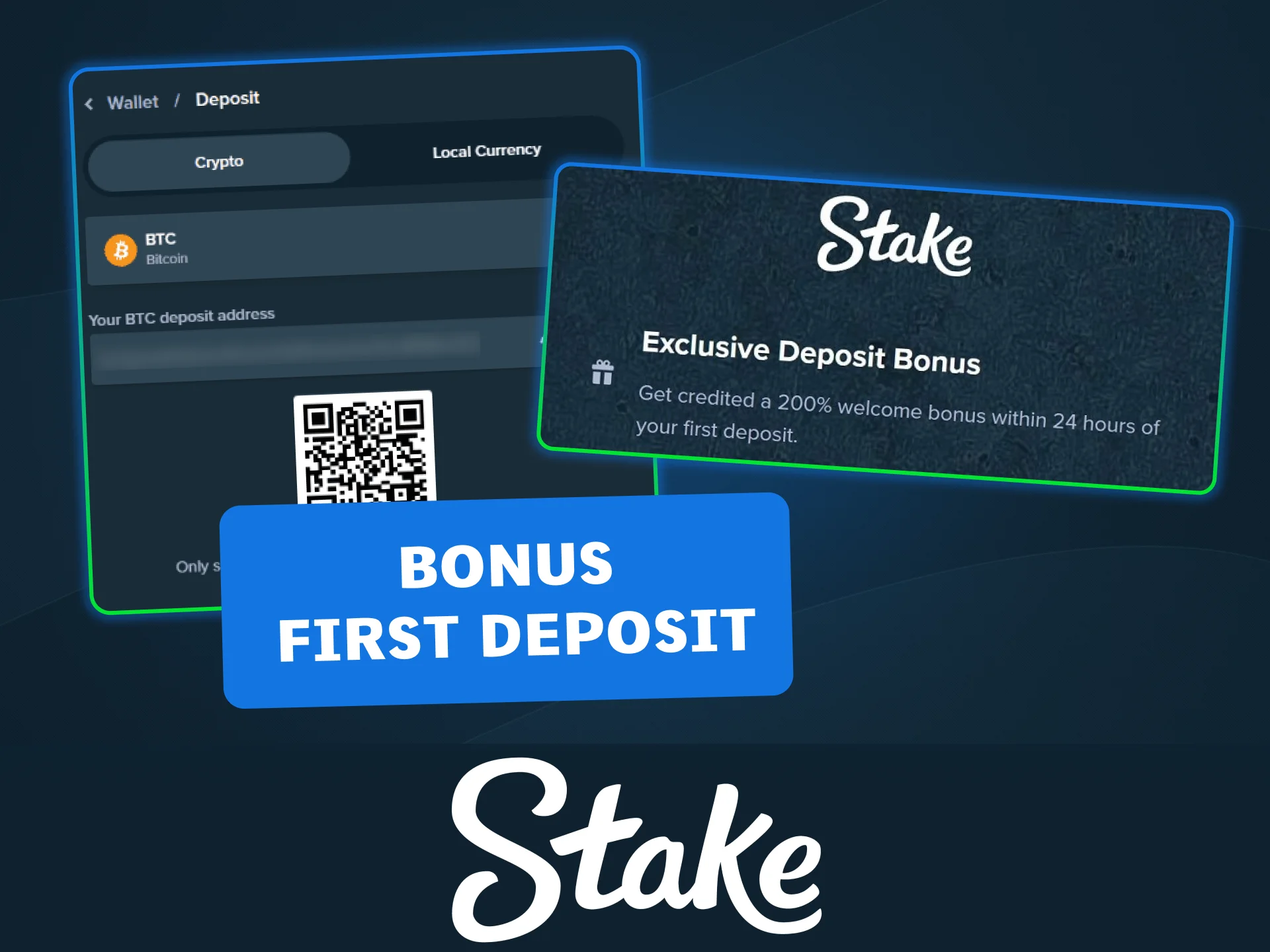 Get a first deposit bonus on Stake app and start playing with extra funds.