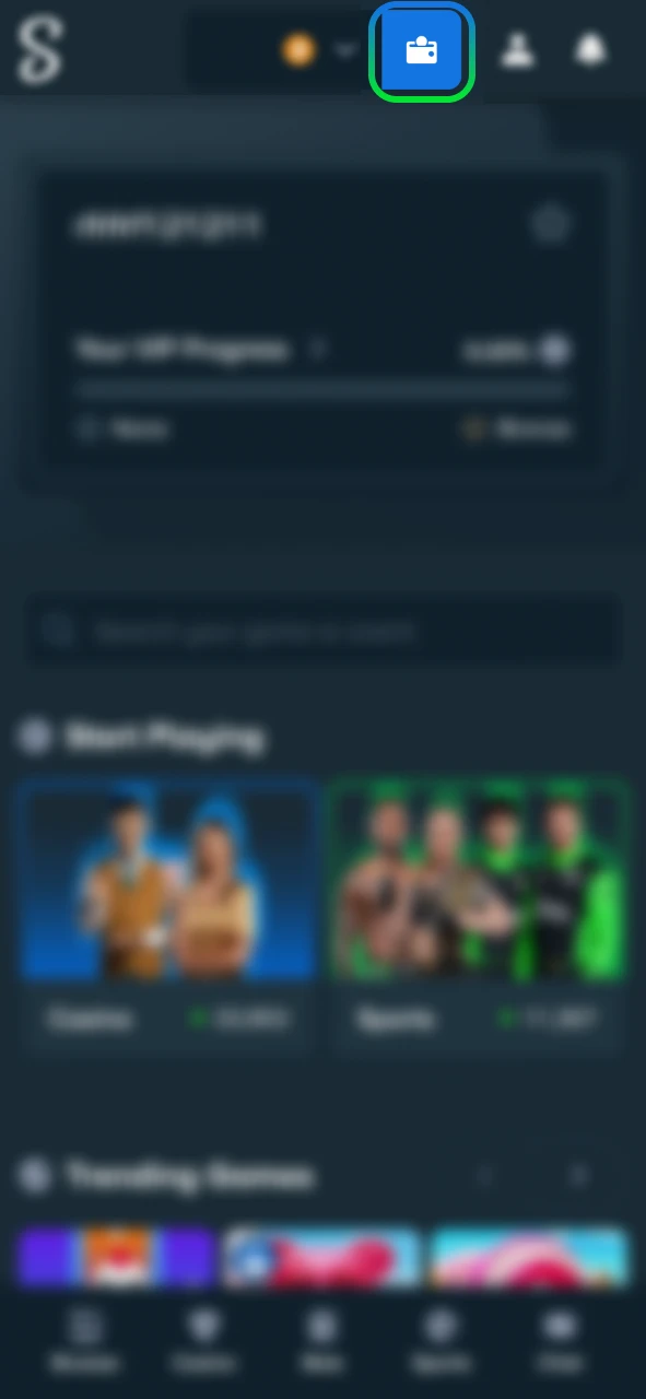 Open the Stake Wallet from the top navigation to deposit.