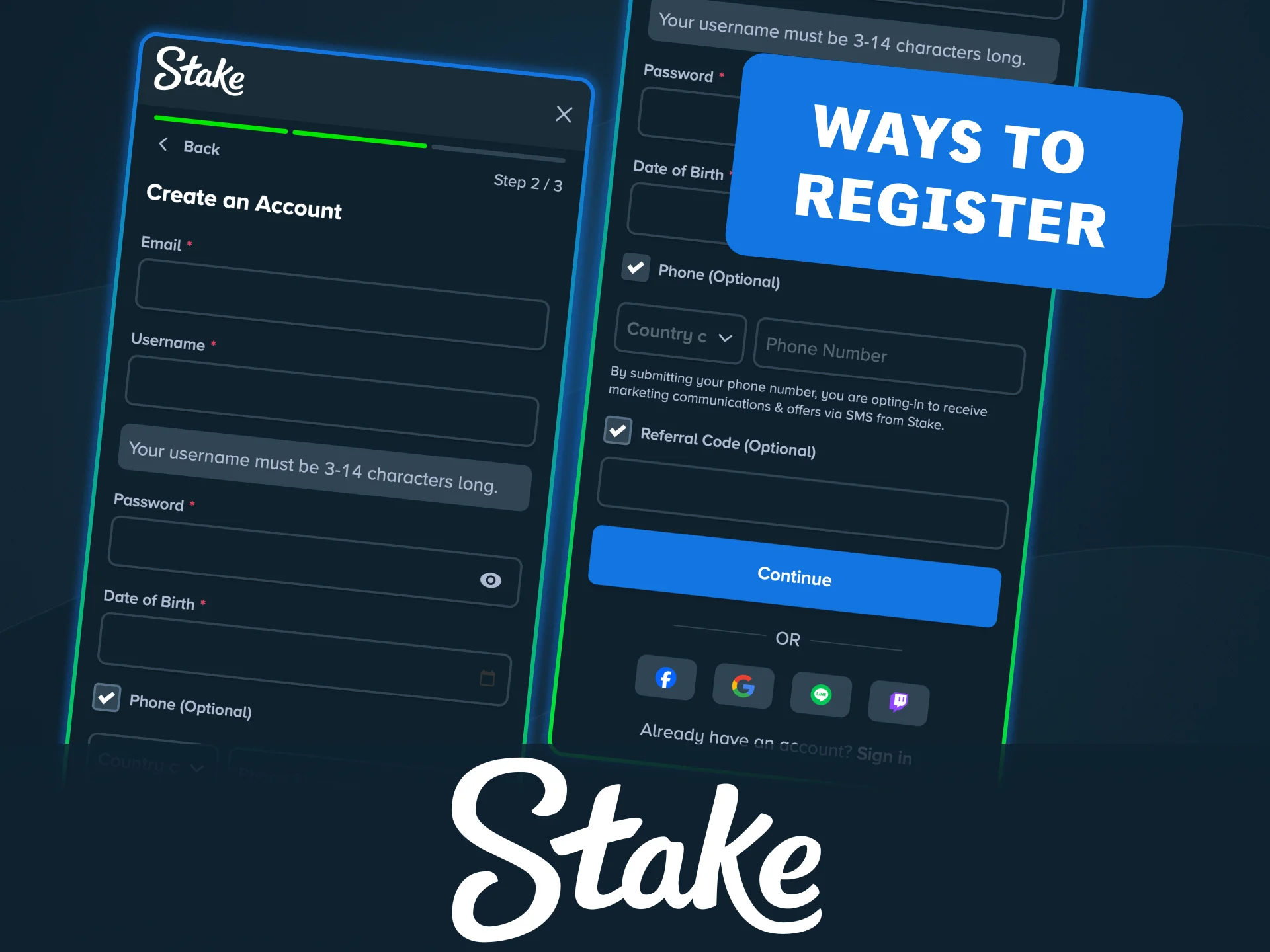 Register on Stake using email, phone, Google, or passkey quickly.