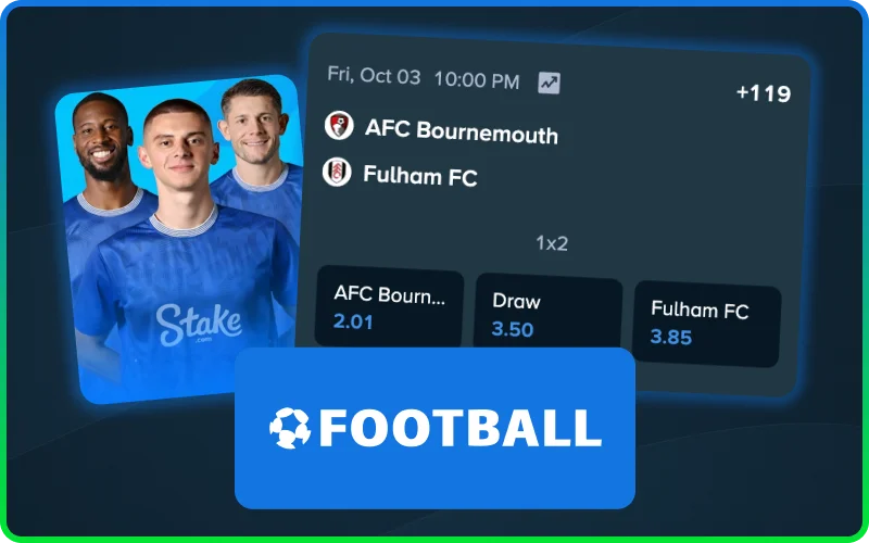 Bet on football leagues and tournaments on Stake with multiple markets.