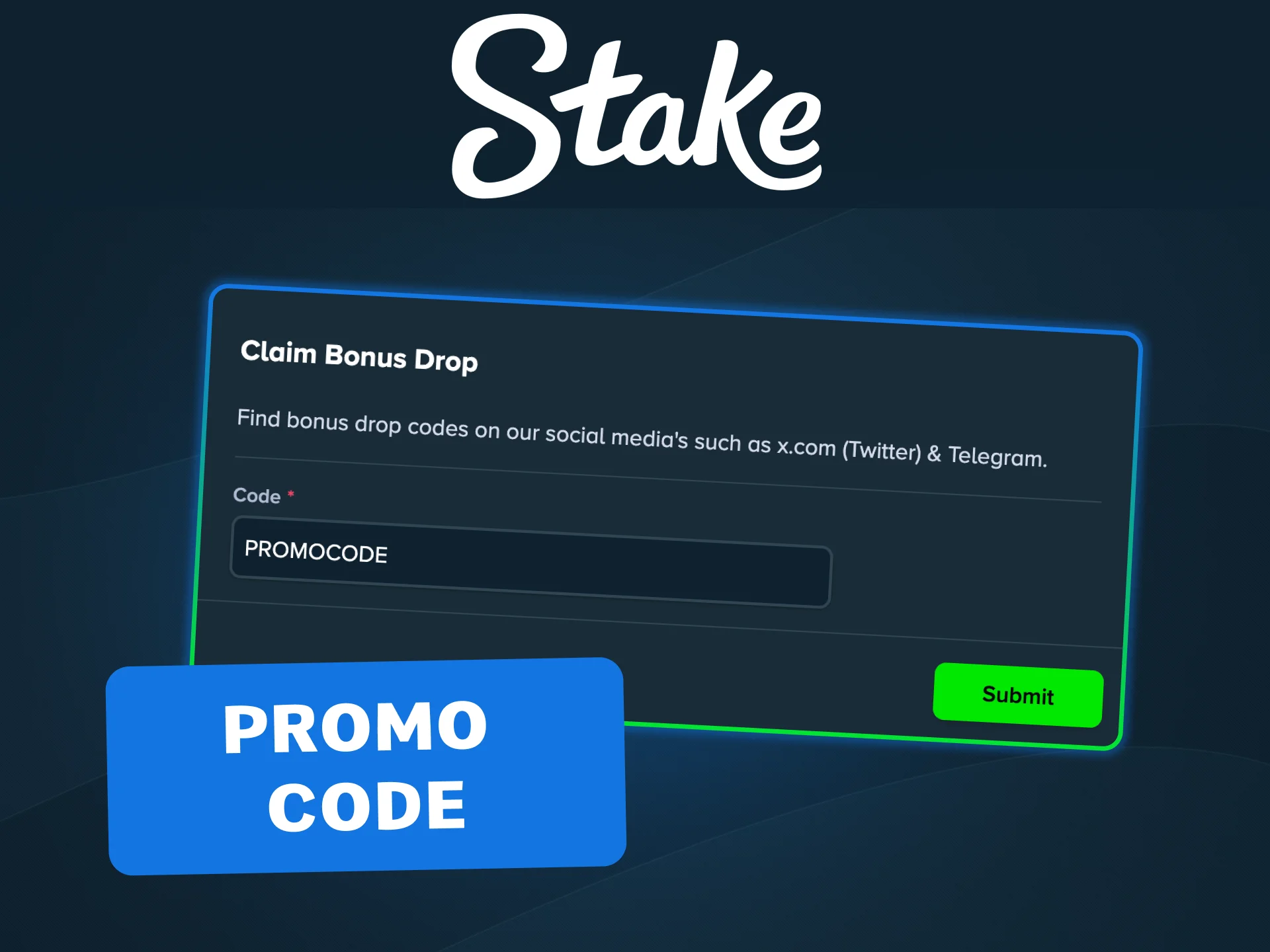 Apply a Stake promo code to access eligible promotions immediately.