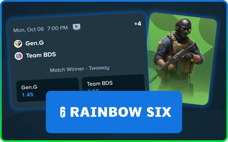 Bet on Rainbow Six matches, maps, and rounds live on Stake.