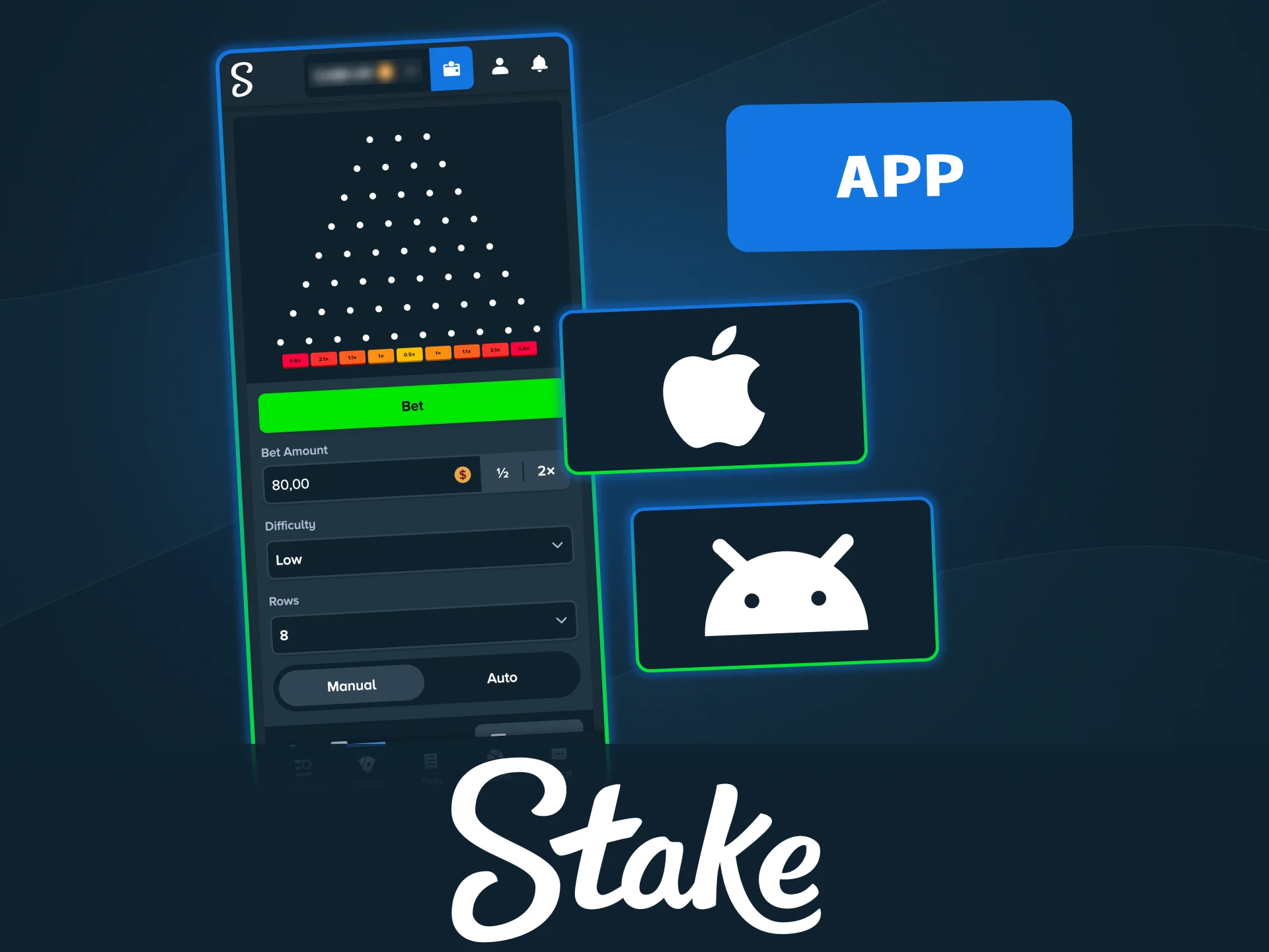 Play Stake Plinko anytime with the mobile app.