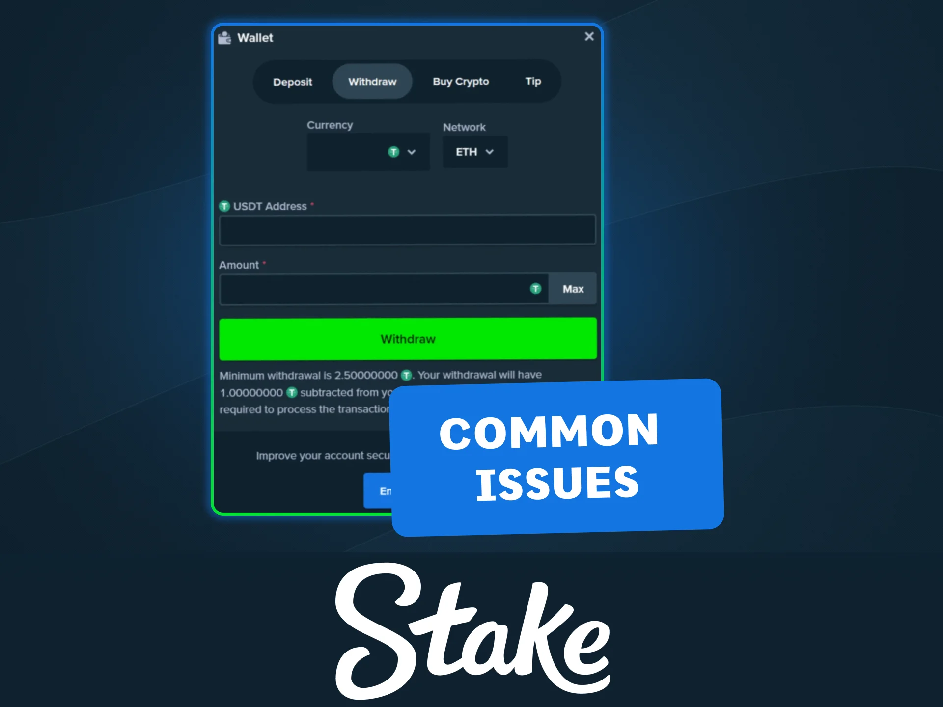Contact Stake support for quick assistance if a withdrawal gets stuck.