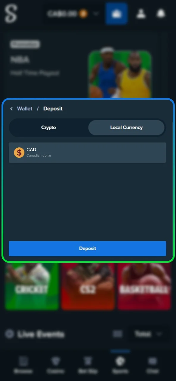 Make a deposit at Stake Casino using Interac or crypto, start playing now.