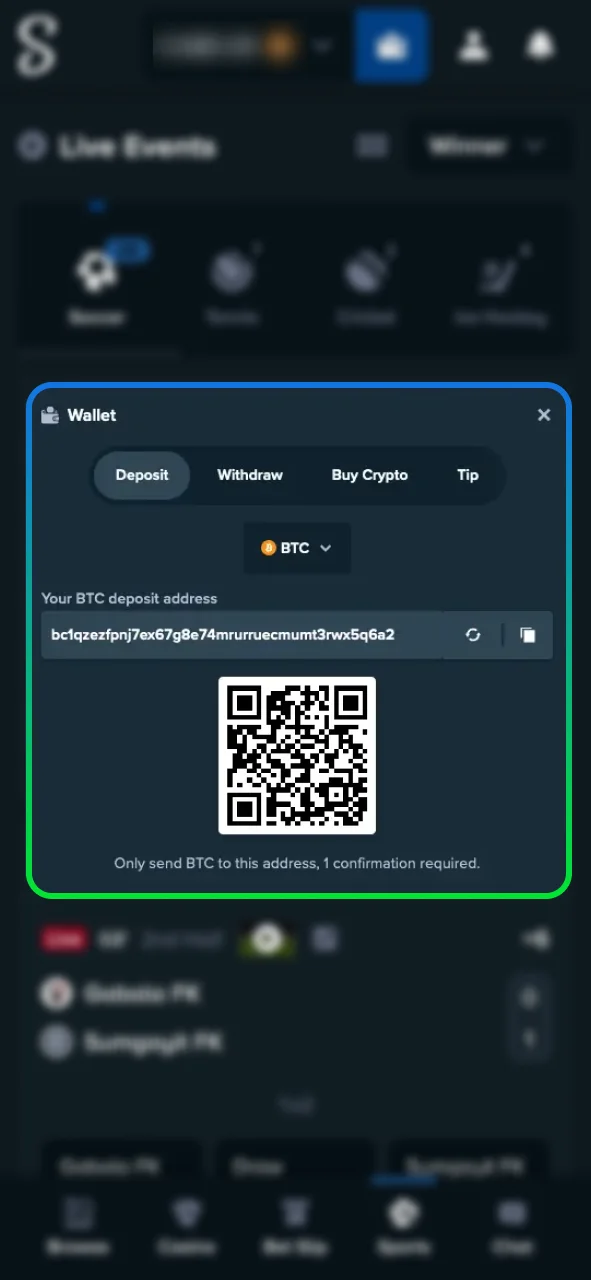 Add funds to your Stake Casino wallet using CAD or crypto payments.