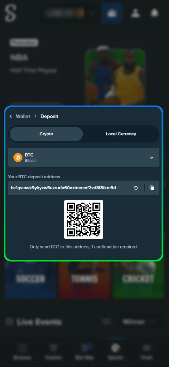 Deposit at Stake Casino now, choose your preferred payment method.