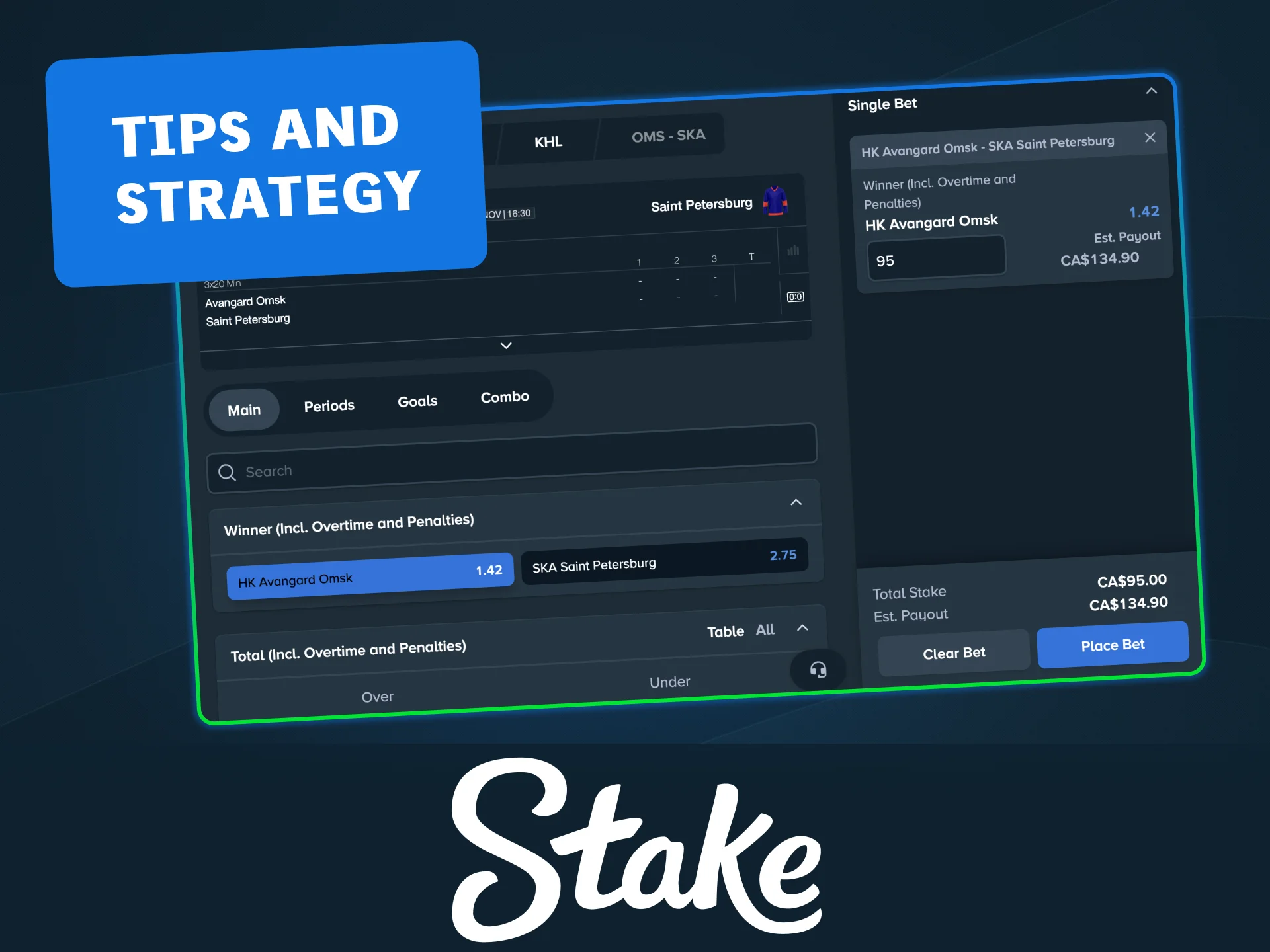 Follow Stake hockey strategies and manage your bets wisely.