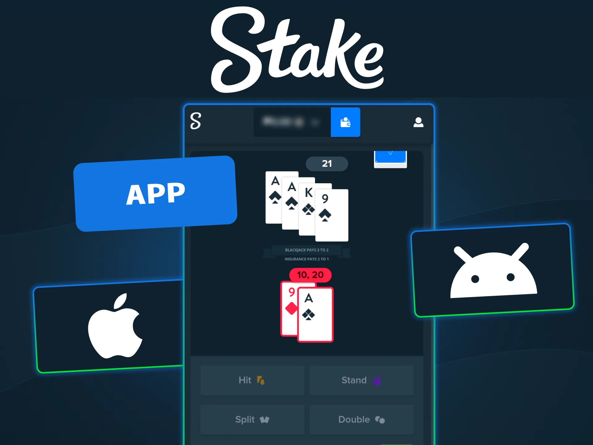Access the Blackjack mobile game via the Stake official app.