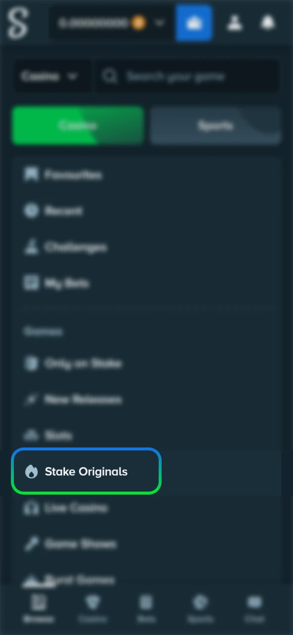 Launch the Chicken original game on the Stake official hub.