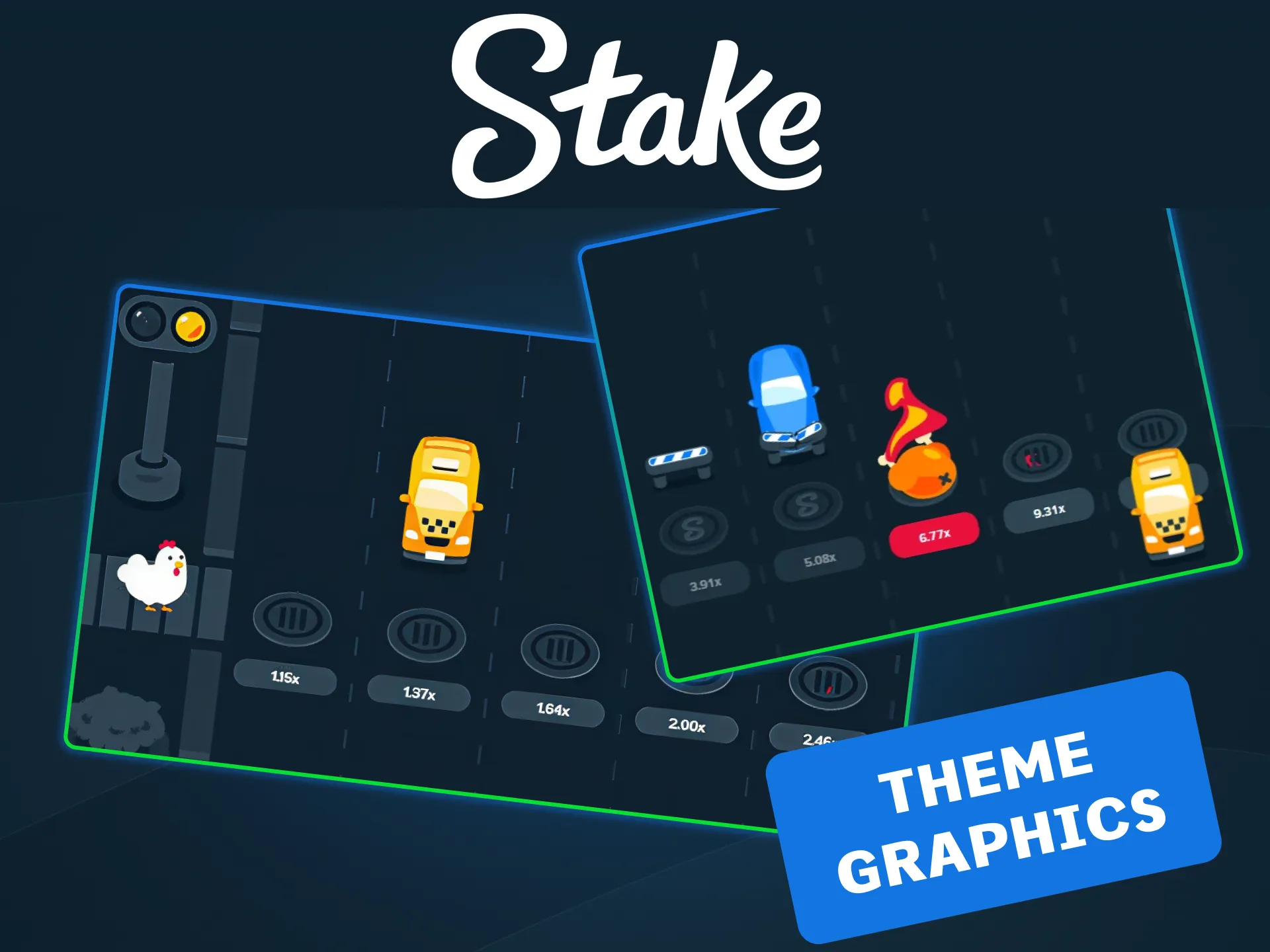 View Chicken game graphics on the Stake official gaming interface.