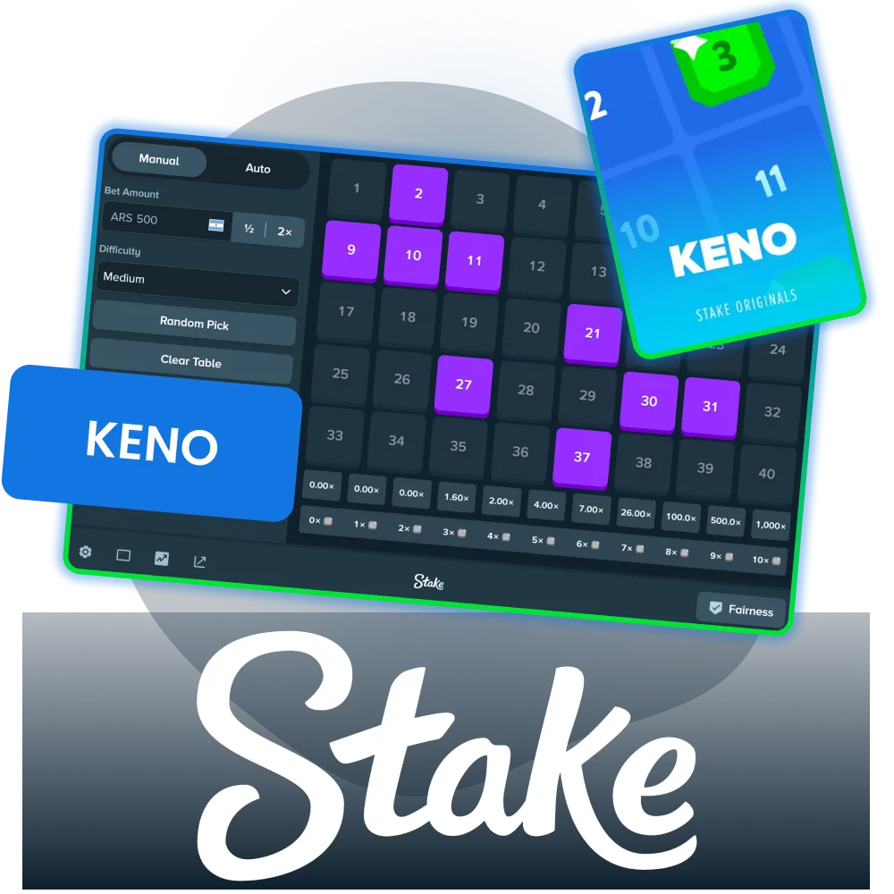 Play real money Keno games on the Stake official site.