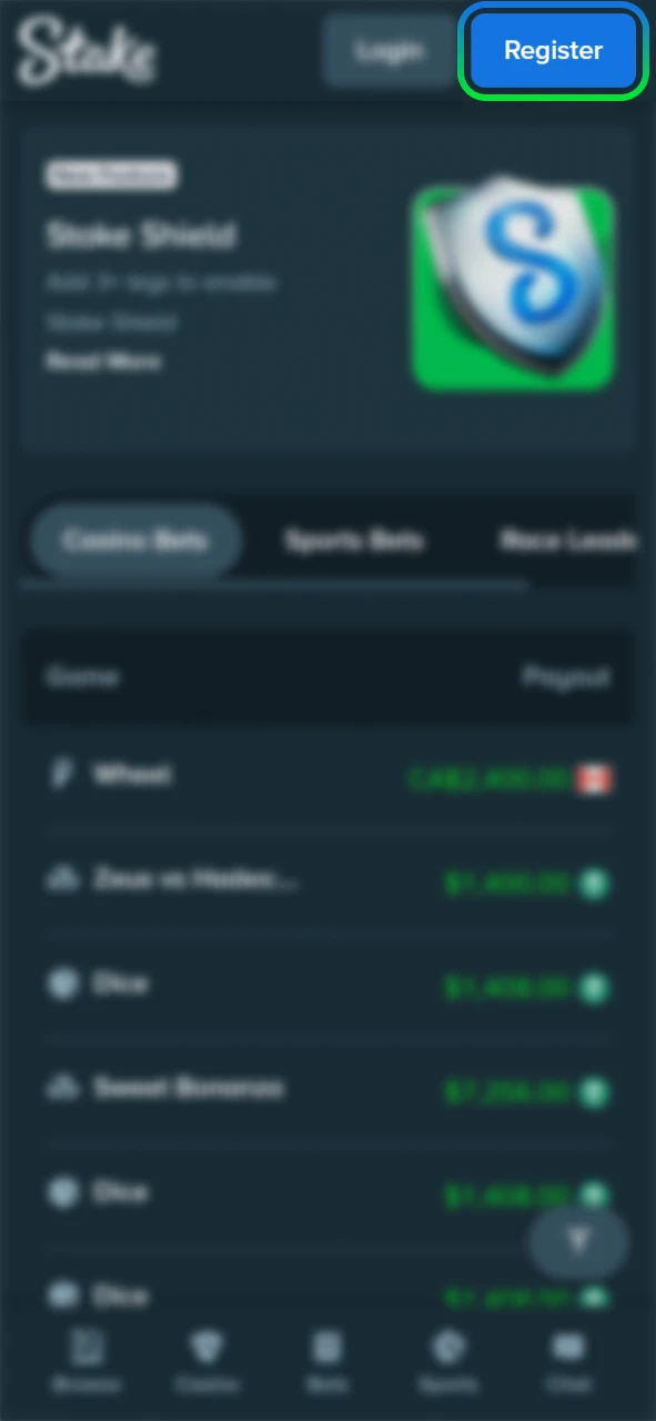 Register for the Limbo game on the Stake official site.