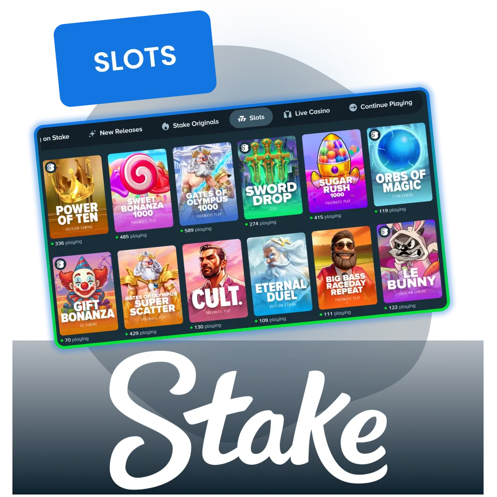 Spin thousands of premium reels on the Stake official site.