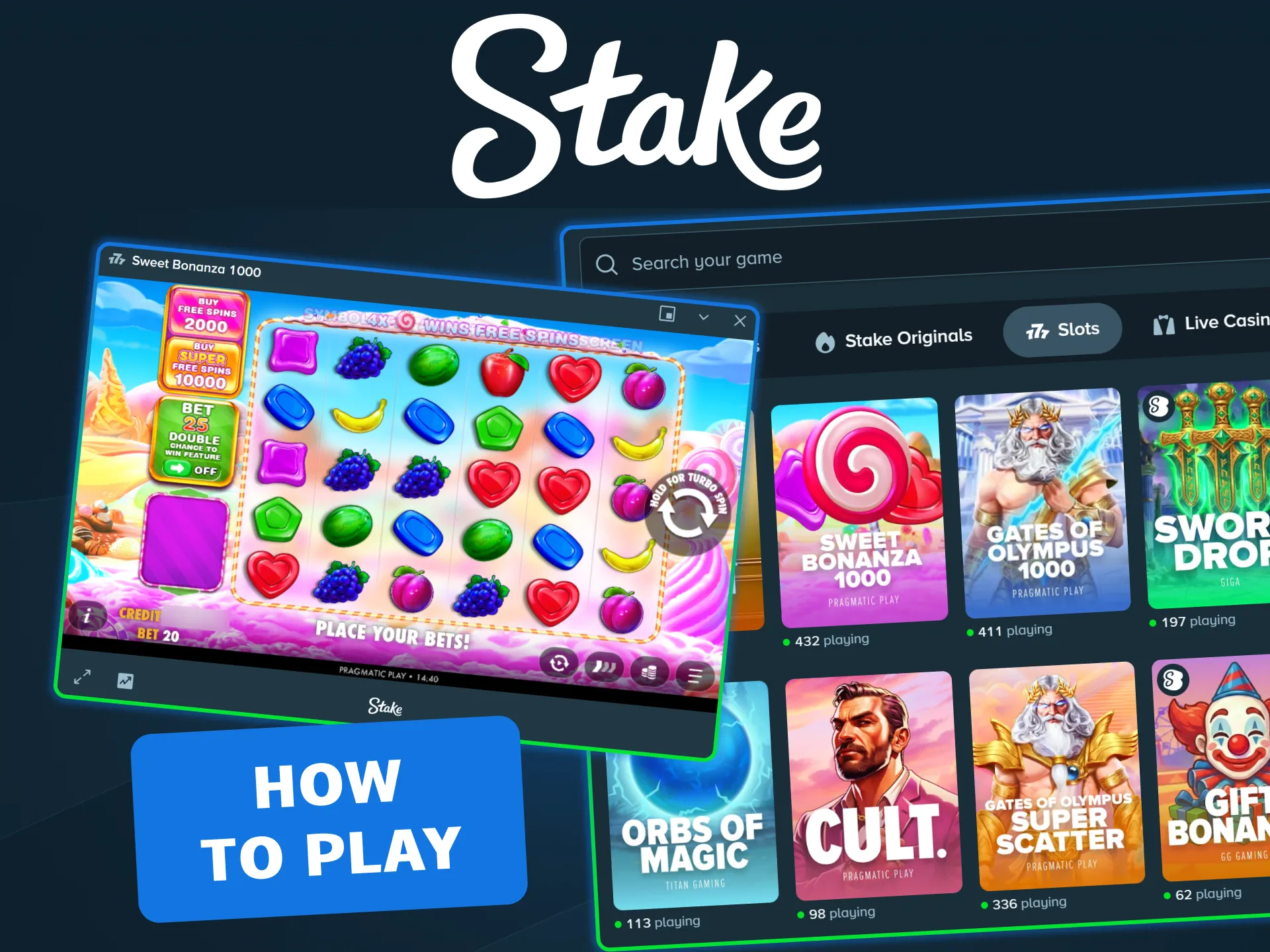 Learn how to play slots on the Stake official site.