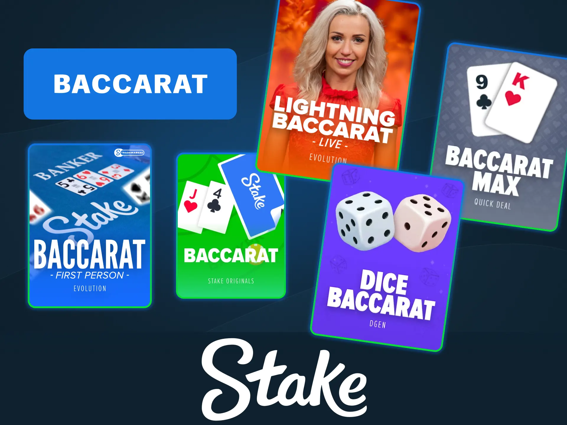 Bet on banker or player hands at official Stake baccarat.