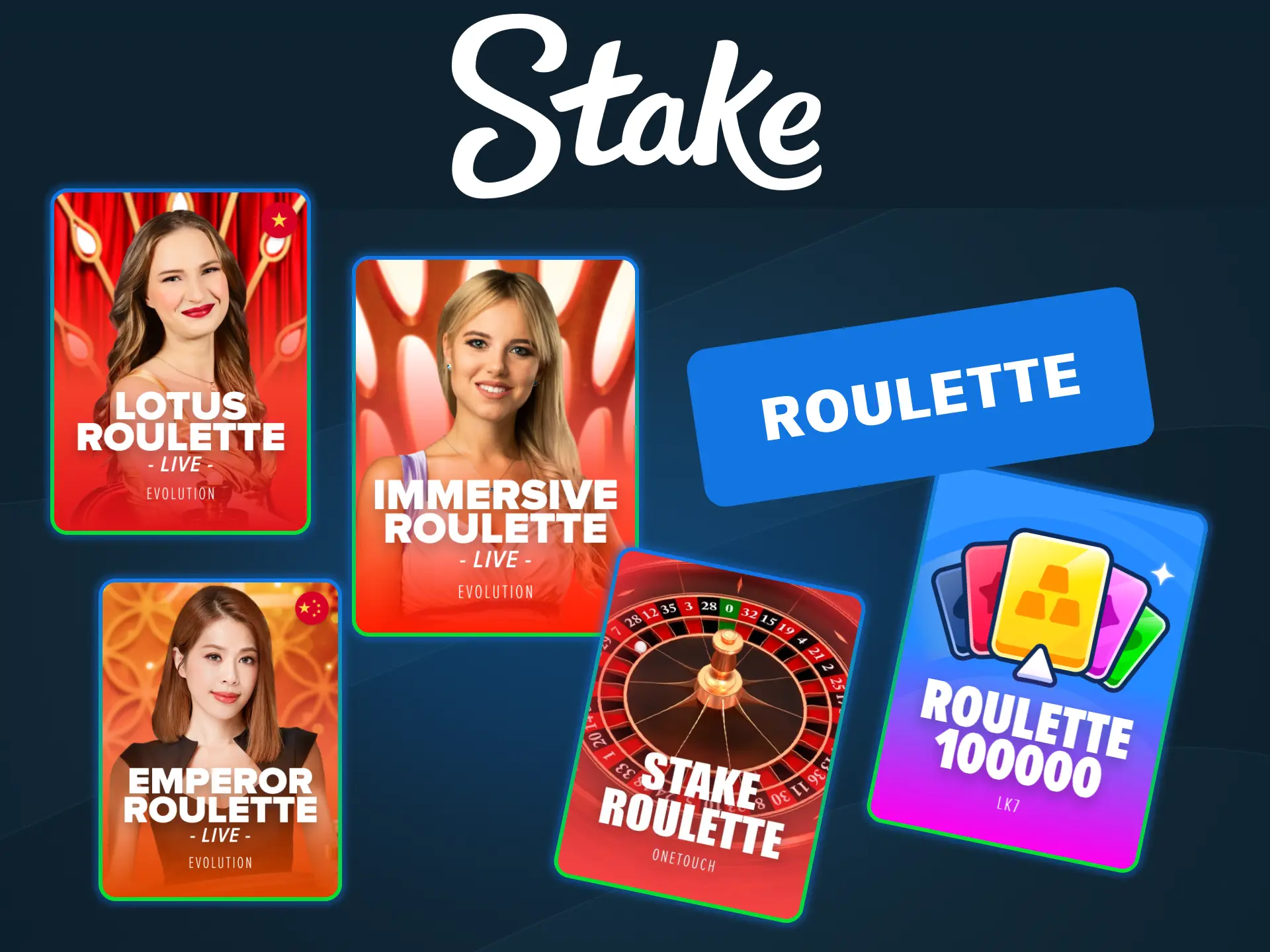 Spin the virtual live roulette wheels using official Stake app.